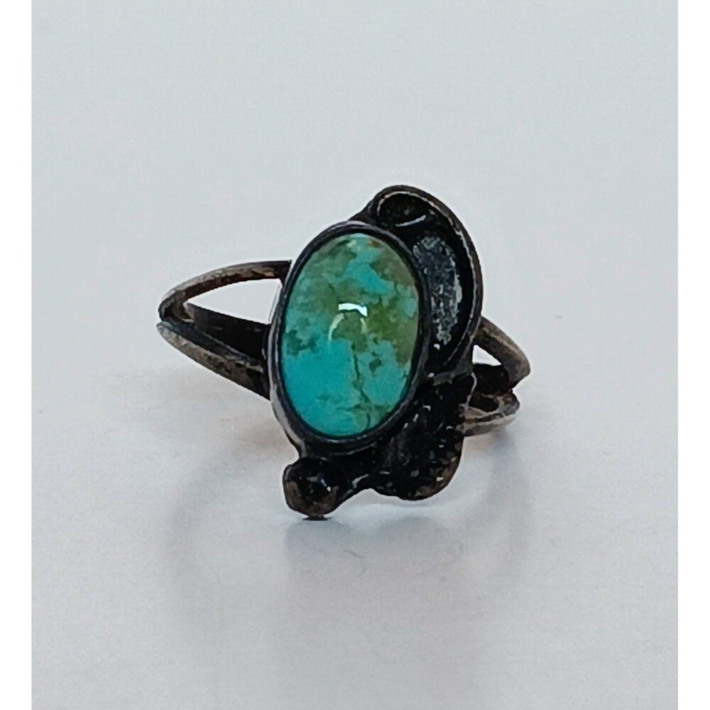 Navajo Old Pawn Vintage Sterling Silver Turquoise Ring Size 3